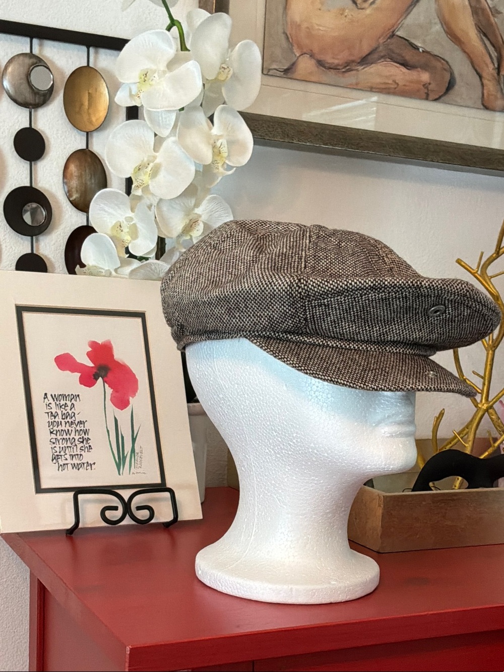 H&M Brown Tweed Newsboy Cap